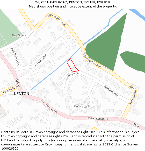 24, PENHAYES ROAD, KENTON, EXETER, EX6 8NR: Location map and indicative extent of plot