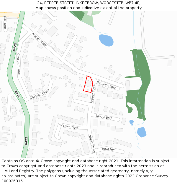 24, PEPPER STREET, INKBERROW, WORCESTER, WR7 4EJ: Location map and indicative extent of plot