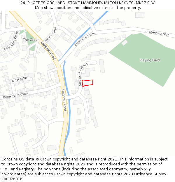 24, PHOEBES ORCHARD, STOKE HAMMOND, MILTON KEYNES, MK17 9LW: Location map and indicative extent of plot