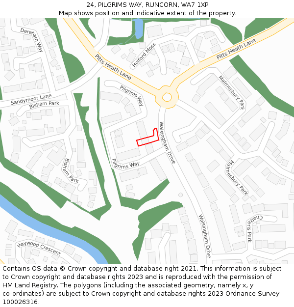 24, PILGRIMS WAY, RUNCORN, WA7 1XP: Location map and indicative extent of plot