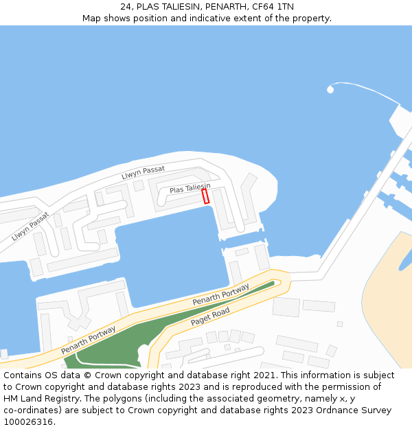 24, PLAS TALIESIN, PENARTH, CF64 1TN: Location map and indicative extent of plot