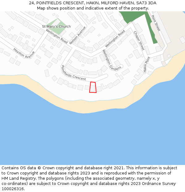 24, POINTFIELDS CRESCENT, HAKIN, MILFORD HAVEN, SA73 3DA: Location map and indicative extent of plot