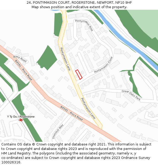 24, PONTYMASON COURT, ROGERSTONE, NEWPORT, NP10 9HF: Location map and indicative extent of plot