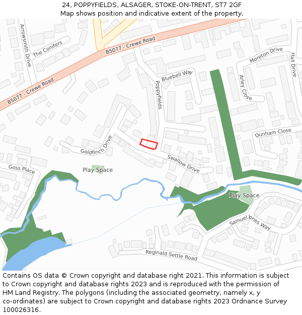 24, POPPYFIELDS, ALSAGER, STOKE-ON-TRENT, ST7 2GF: Location map and indicative extent of plot