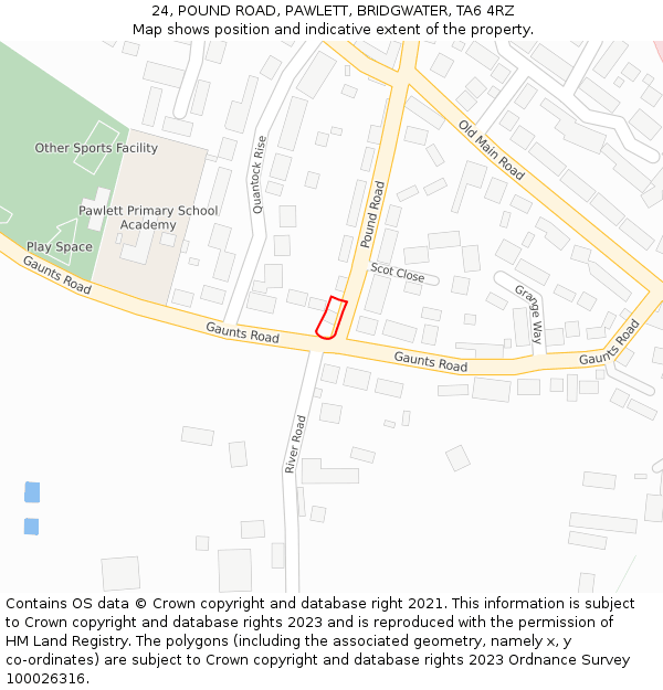 24, POUND ROAD, PAWLETT, BRIDGWATER, TA6 4RZ: Location map and indicative extent of plot