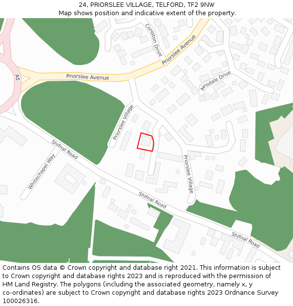 24, PRIORSLEE VILLAGE, TELFORD, TF2 9NW: Location map and indicative extent of plot