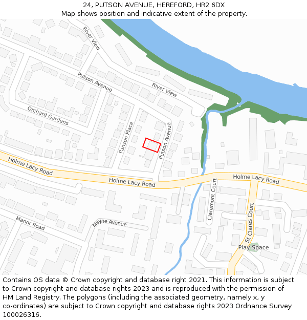 24, PUTSON AVENUE, HEREFORD, HR2 6DX: Location map and indicative extent of plot