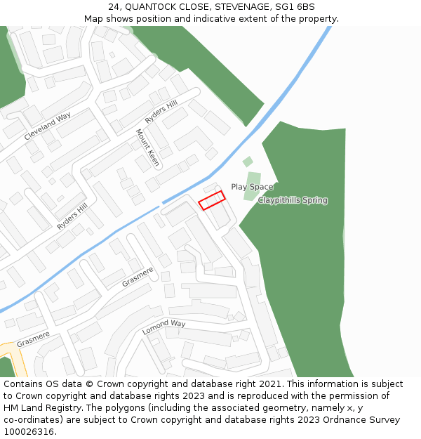 24, QUANTOCK CLOSE, STEVENAGE, SG1 6BS: Location map and indicative extent of plot