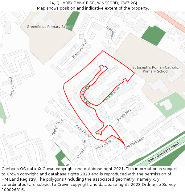 24, QUARRY BANK RISE, WINSFORD, CW7 2GJ: Location map and indicative extent of plot