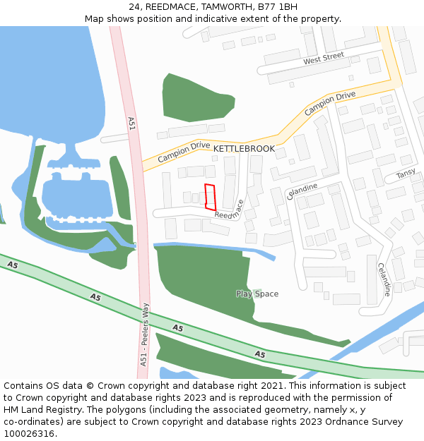 24, REEDMACE, TAMWORTH, B77 1BH: Location map and indicative extent of plot