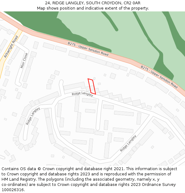 24, RIDGE LANGLEY, SOUTH CROYDON, CR2 0AR: Location map and indicative extent of plot