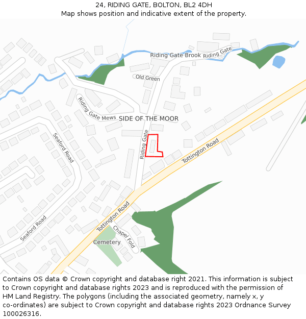 24, RIDING GATE, BOLTON, BL2 4DH: Location map and indicative extent of plot