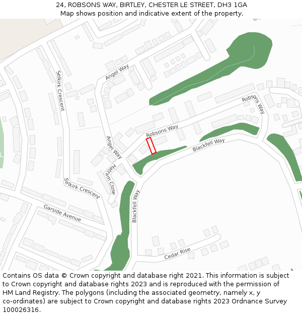 24, ROBSONS WAY, BIRTLEY, CHESTER LE STREET, DH3 1GA: Location map and indicative extent of plot