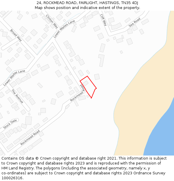 24, ROCKMEAD ROAD, FAIRLIGHT, HASTINGS, TN35 4DJ: Location map and indicative extent of plot