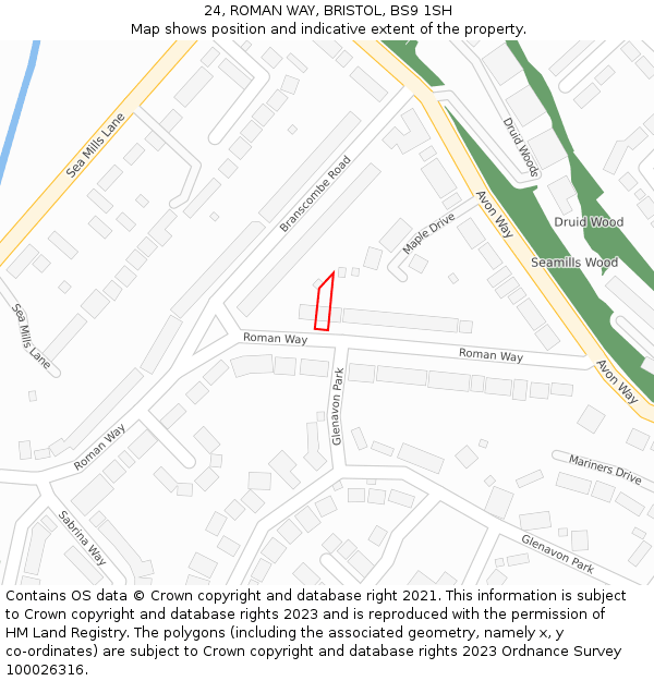 24, ROMAN WAY, BRISTOL, BS9 1SH: Location map and indicative extent of plot