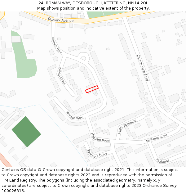 24, ROMAN WAY, DESBOROUGH, KETTERING, NN14 2QL: Location map and indicative extent of plot