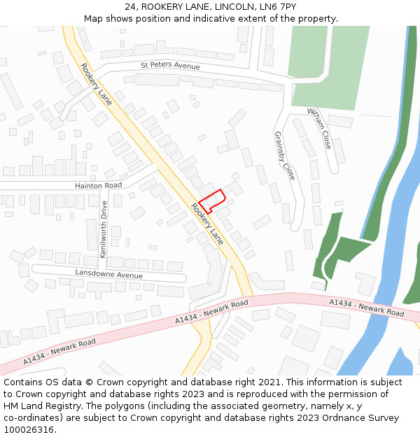 24, ROOKERY LANE, LINCOLN, LN6 7PY: Location map and indicative extent of plot