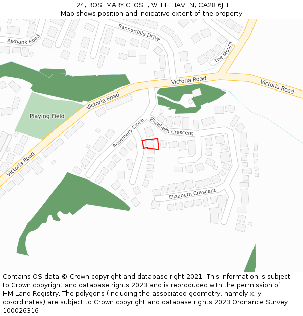 24, ROSEMARY CLOSE, WHITEHAVEN, CA28 6JH: Location map and indicative extent of plot