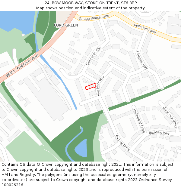 24, ROW MOOR WAY, STOKE-ON-TRENT, ST6 8BP: Location map and indicative extent of plot