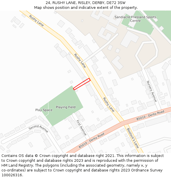 24, RUSHY LANE, RISLEY, DERBY, DE72 3SW: Location map and indicative extent of plot