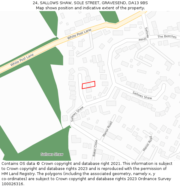 24, SALLOWS SHAW, SOLE STREET, GRAVESEND, DA13 9BS: Location map and indicative extent of plot