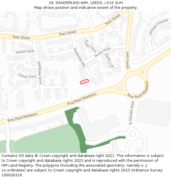 24, SANDERLING WAY, LEEDS, LS10 3UH: Location map and indicative extent of plot