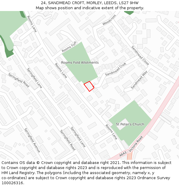 24, SANDMEAD CROFT, MORLEY, LEEDS, LS27 9HW: Location map and indicative extent of plot