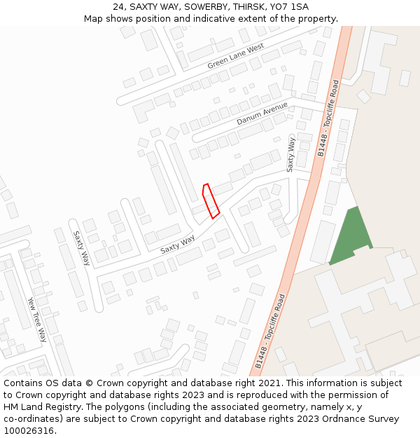 24, SAXTY WAY, SOWERBY, THIRSK, YO7 1SA: Location map and indicative extent of plot