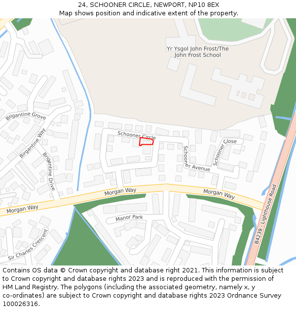 24, SCHOONER CIRCLE, NEWPORT, NP10 8EX: Location map and indicative extent of plot