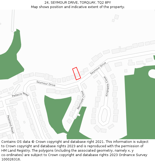 24, SEYMOUR DRIVE, TORQUAY, TQ2 8PY: Location map and indicative extent of plot