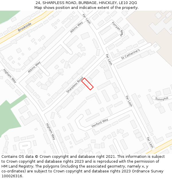 24, SHARPLESS ROAD, BURBAGE, HINCKLEY, LE10 2QG: Location map and indicative extent of plot