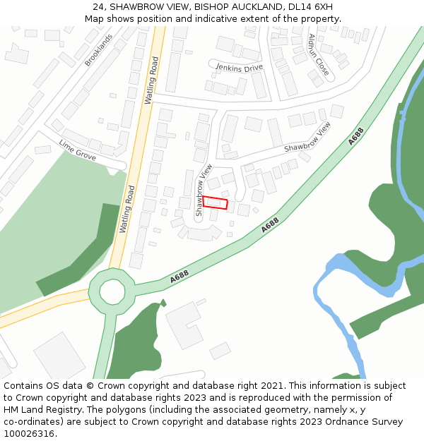 24, SHAWBROW VIEW, BISHOP AUCKLAND, DL14 6XH: Location map and indicative extent of plot