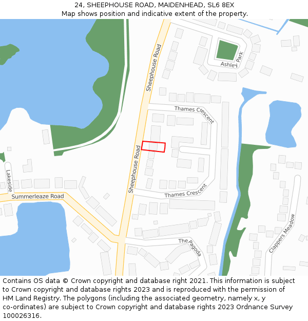 24, SHEEPHOUSE ROAD, MAIDENHEAD, SL6 8EX: Location map and indicative extent of plot