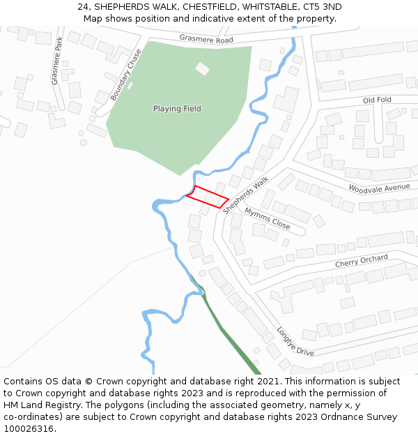 24, SHEPHERDS WALK, CHESTFIELD, WHITSTABLE, CT5 3ND: Location map and indicative extent of plot