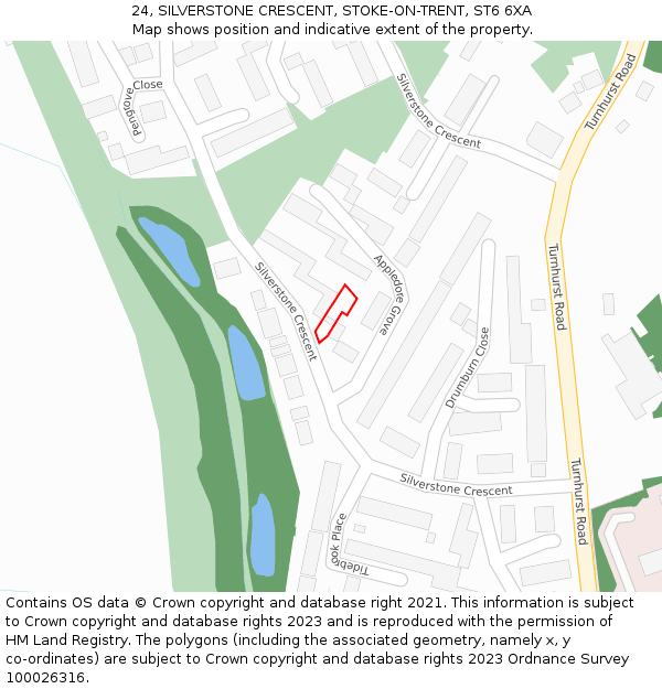 24, SILVERSTONE CRESCENT, STOKE-ON-TRENT, ST6 6XA: Location map and indicative extent of plot