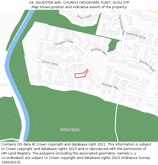 24, SILVESTER WAY, CHURCH CROOKHAM, FLEET, GU52 0TP: Location map and indicative extent of plot