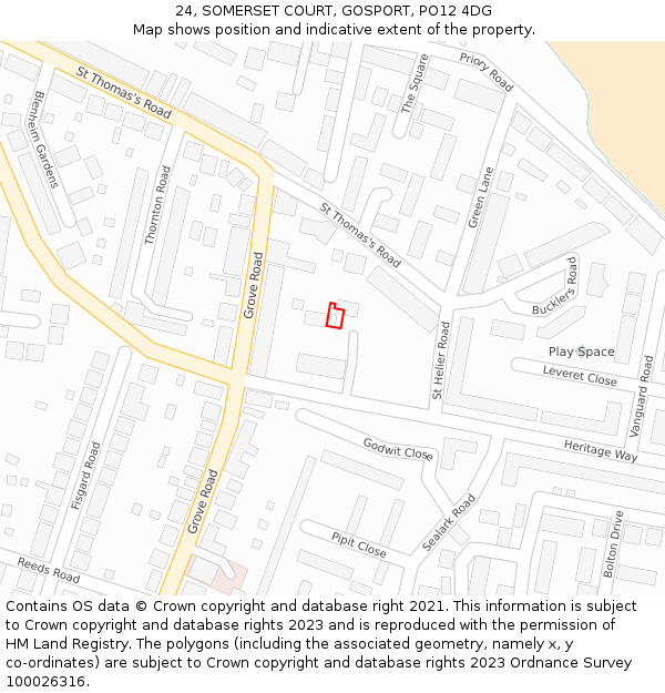 24, SOMERSET COURT, GOSPORT, PO12 4DG: Location map and indicative extent of plot