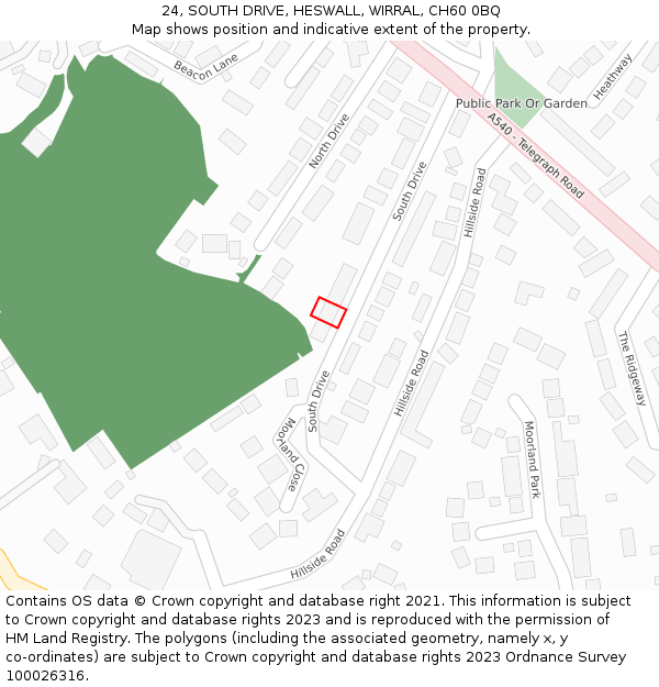 24, SOUTH DRIVE, HESWALL, WIRRAL, CH60 0BQ: Location map and indicative extent of plot