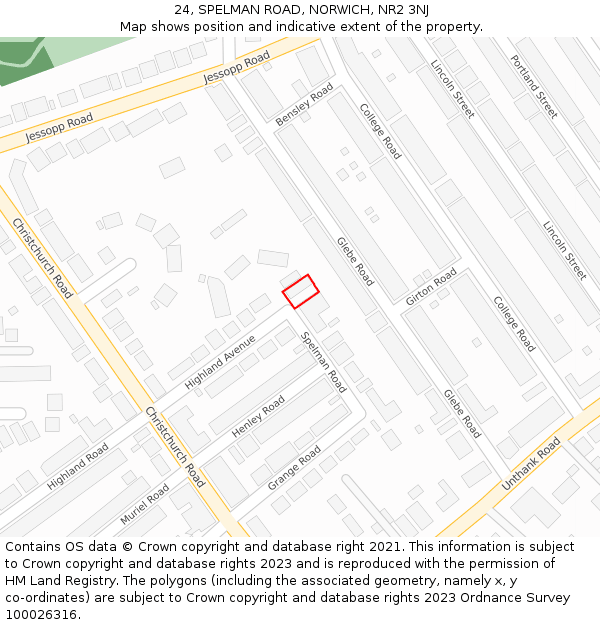 24, SPELMAN ROAD, NORWICH, NR2 3NJ: Location map and indicative extent of plot