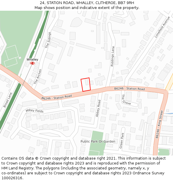 24, STATION ROAD, WHALLEY, CLITHEROE, BB7 9RH: Location map and indicative extent of plot