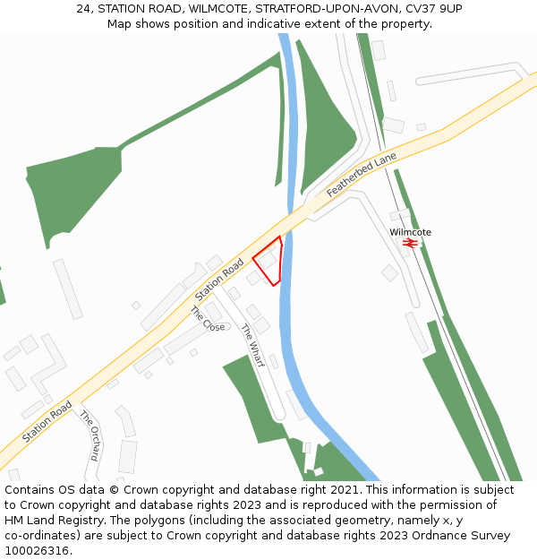 24, STATION ROAD, WILMCOTE, STRATFORD-UPON-AVON, CV37 9UP: Location map and indicative extent of plot