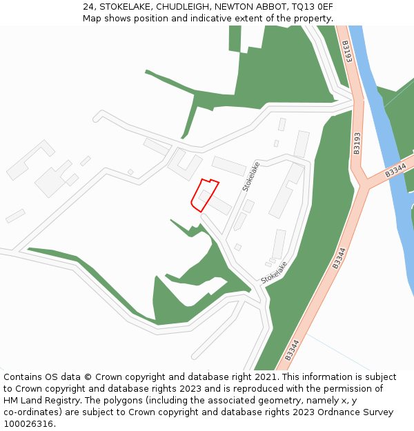 24, STOKELAKE, CHUDLEIGH, NEWTON ABBOT, TQ13 0EF: Location map and indicative extent of plot