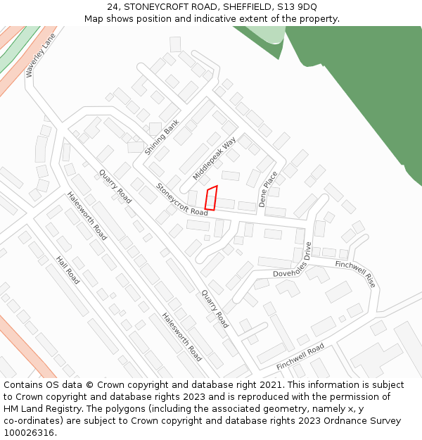 24, STONEYCROFT ROAD, SHEFFIELD, S13 9DQ: Location map and indicative extent of plot