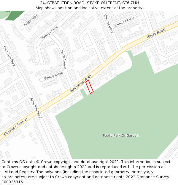 24, STRATHEDEN ROAD, STOKE-ON-TRENT, ST6 7NU: Location map and indicative extent of plot