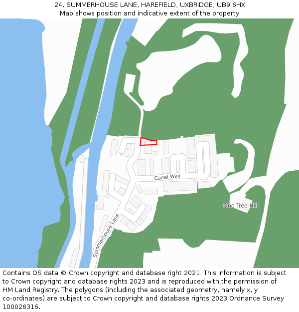 24, SUMMERHOUSE LANE, HAREFIELD, UXBRIDGE, UB9 6HX: Location map and indicative extent of plot