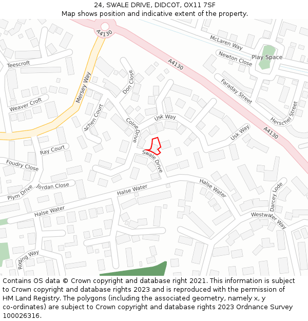 24, SWALE DRIVE, DIDCOT, OX11 7SF: Location map and indicative extent of plot