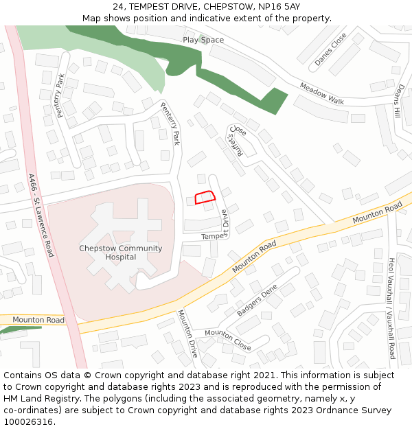24, TEMPEST DRIVE, CHEPSTOW, NP16 5AY: Location map and indicative extent of plot