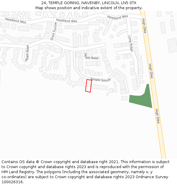 24, TEMPLE GORING, NAVENBY, LINCOLN, LN5 0TX: Location map and indicative extent of plot