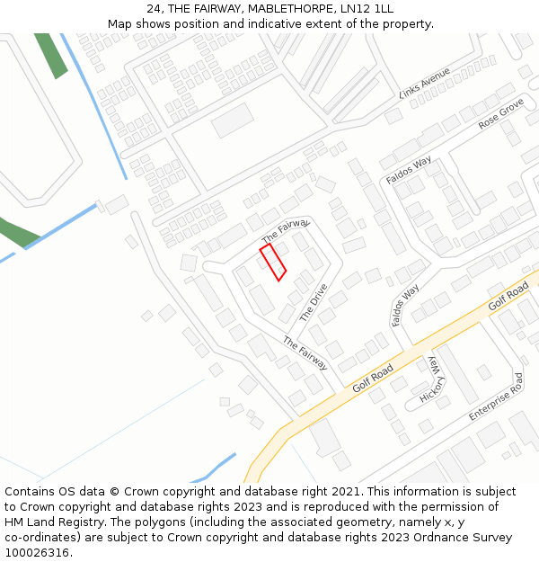 24, THE FAIRWAY, MABLETHORPE, LN12 1LL: Location map and indicative extent of plot