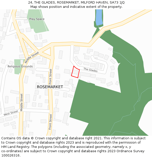 24, THE GLADES, ROSEMARKET, MILFORD HAVEN, SA73 1JQ: Location map and indicative extent of plot